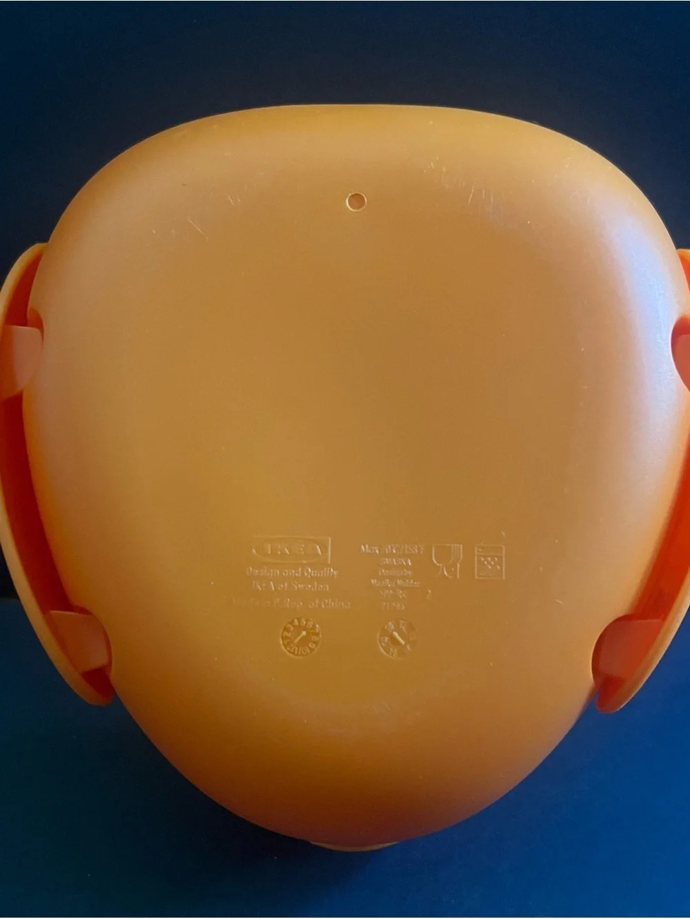 Kids IKEA SMASKA Orange Dog Face Storage Container with Black Accents